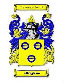 Image 0 of Allingham Coat of Arms Surname Print Allingham Family Crest Print