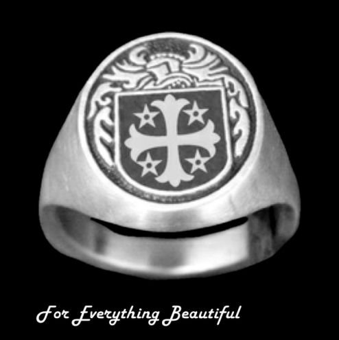 Image 0 of Knight Series Raised Relief Irish Coat of Arms Sterling Silver Mens Ring