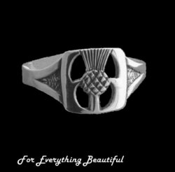 Thistle Single Rectangular Small Ladies Sterling Silver Ring