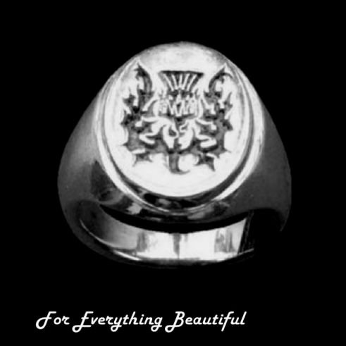 Image 0 of Thistle Design Engraved Oval Medium Sterling Silver Ring