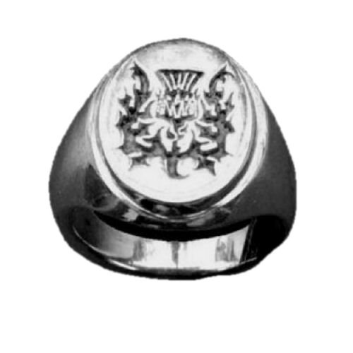 Image 1 of Thistle Design Engraved Oval Medium Sterling Silver Ring