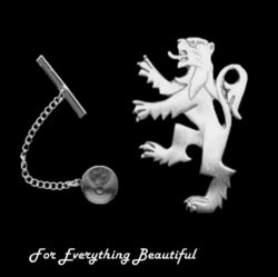 Rampant Lion Design Antiqued Mens Sterling Silver Tie Tack