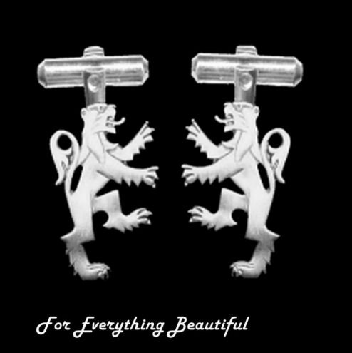 Image 0 of Rampant Lion Design Antiqued Mens Sterling Silver Cufflinks