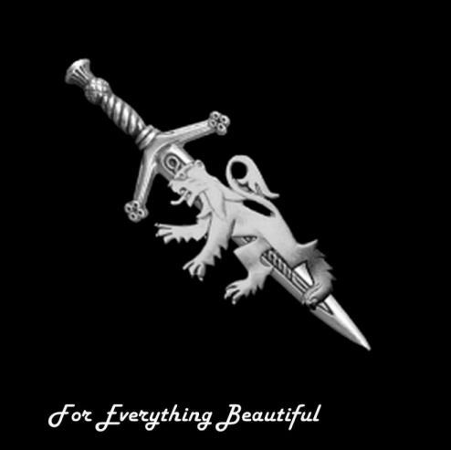 Image 0 of Rampant Lion Design Antiqued Small Sterling Silver Kilt Pin