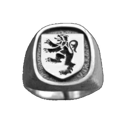 Image 1 of Rampant Lion Engraved Inlet Sterling Silver Mens Ring