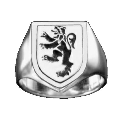 Image 1 of Rampant Lion Engraved Shield Sterling Silver Mens Ring