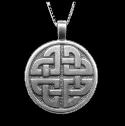 Celtic Round Raised Relief Interlace Lovers Knot Sterling Silver Pendant