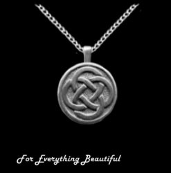 Celtic Round Raised Relief Interlace Knot Sterling Silver Pendant
