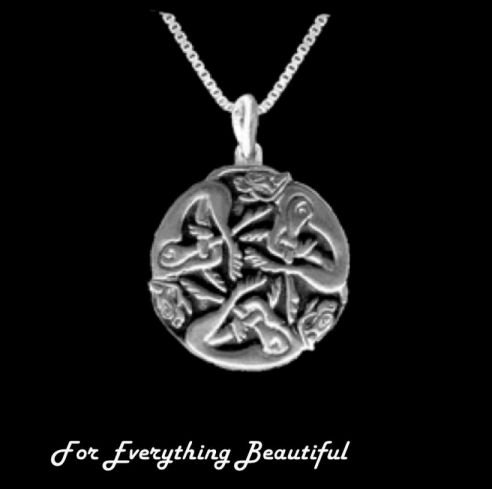 Image 0 of Celtic Book Of Kells Hounds Zoomorphic Sterling Silver Pendant