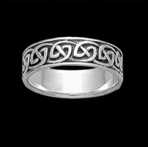 Image 0 of Celtic Interlinked Endless Sterling Silver Ladies Ring Wedding Band 