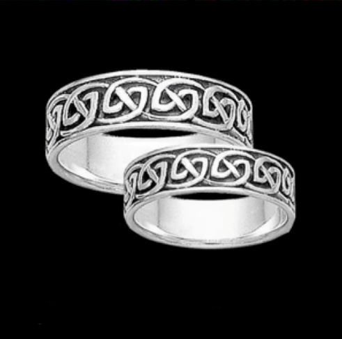 Image 2 of Celtic Interlinked Endless Sterling Silver Ladies Ring Wedding Band 