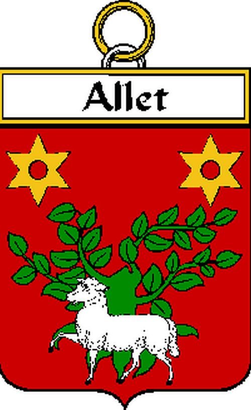 Image 0 of Allet French Coat of Arms Print Allet French Family Crest Print