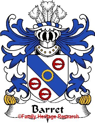 Image 1 of Barret Welsh Coat of Arms Print Barret Family Crest