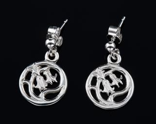 Image 2 of Scottish Bluebells Flowers Round Small Drop Sterling Silver Earrings