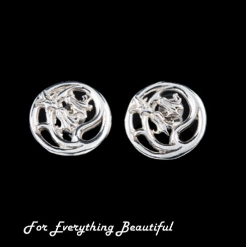 Image 0 of Scottish Bluebells Flowers Round Small Sterling Silver Stud Earrings