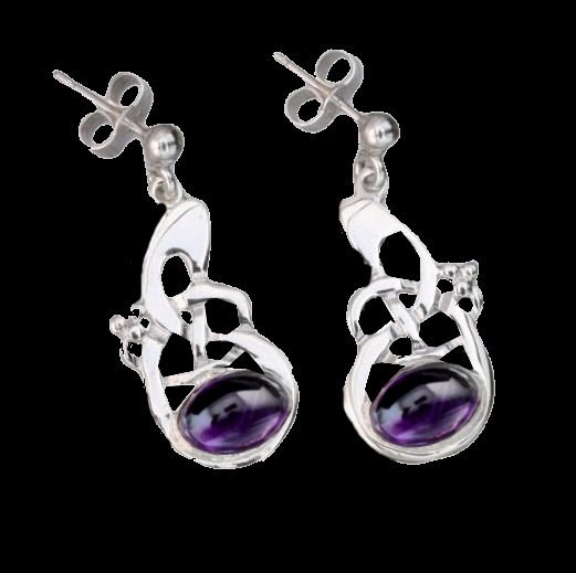 Image 0 of Celtic Knot Purple Amethyst Drop Sterling Silver Drop Earrings