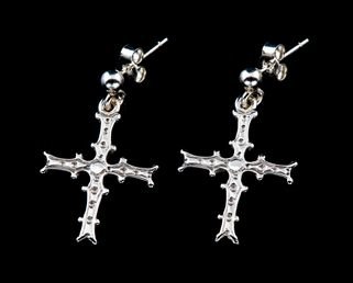 Image 2 of Celtic Cross Of Cong Shannon Ireland Small Drop Sterling Silver Earrings