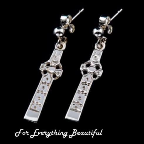 Image 0 of St Martins Celtic Cross Iona Scotland Sterling Silver Earrings