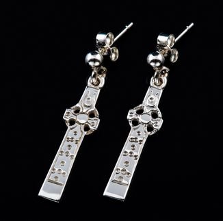 Image 2 of St Martins Celtic Cross Iona Scotland Sterling Silver Earrings
