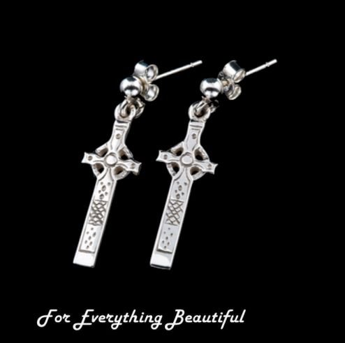 Image 0 of St Johns Celtic Cross Iona Scotland Sterling Silver Earrings