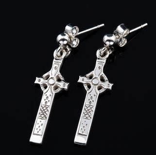 Image 2 of St Johns Celtic Cross Iona Scotland Sterling Silver Earrings