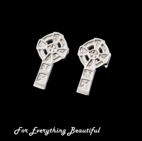 Image 0 of Celtic Cross Traditional Small Stud Sterling Silver Earrings