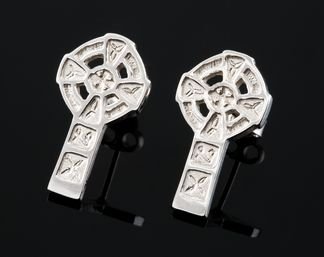 Image 2 of Celtic Cross Traditional Small Stud Sterling Silver Earrings