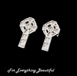 Celtic Cross Traditional Small Stud Sterling Silver Earrings