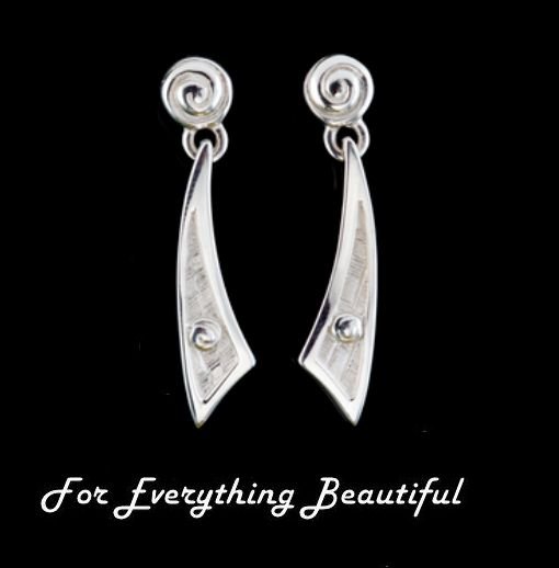 Image 0 of Celtic Scottish Armoury Design Drop Sterling Silver Earrings