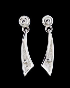 Image 2 of Celtic Scottish Armoury Design Drop Sterling Silver Earrings
