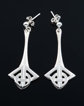 Image 2 of Celtic Friendship Knot Design Drop Sterling Silver Earrings