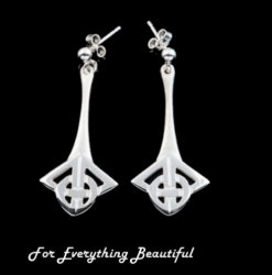 Celtic Friendship Knot Design Drop Sterling Silver Earrings