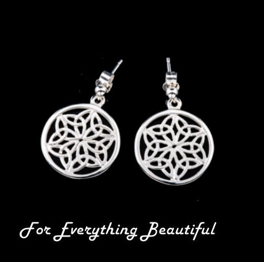 Image 0 of Celtic Knotwork Circular Small Drop Sterling Silver Earrings
