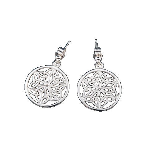 Image 1 of Celtic Knotwork Circular Small Drop Sterling Silver Earrings