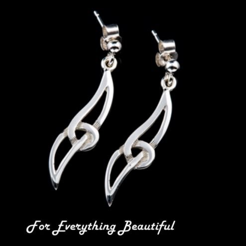 Image 0 of Celtic Knotwork Twist Design Sterling Silver Drop Earrings