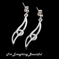 Celtic Knotwork Twist Design Sterling Silver Drop Earrings