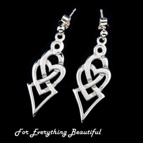 Image 0 of Celtic Heart Entwined Double Design Sterling Silver Earrings