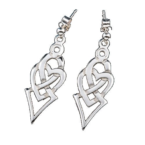 Image 1 of Celtic Heart Entwined Double Design Sterling Silver Earrings
