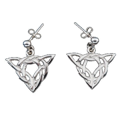 Image 1 of Celtic Knotwork Triangular Motif Sterling Silver Drop Earrings