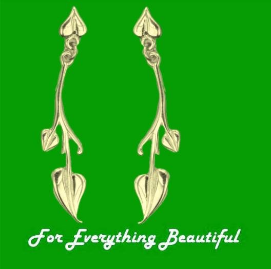 Image 0 of Art Nouveau Design 9K Yellow Gold Drop Earrings