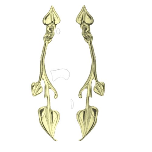 Image 1 of Art Nouveau Design 9K Yellow Gold Drop Earrings