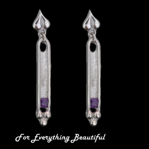 Image 0 of Art Deco Design Amethyst Sterling Silver Drop Earrings