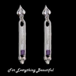 Art Deco Design Amethyst Sterling Silver Drop Earrings