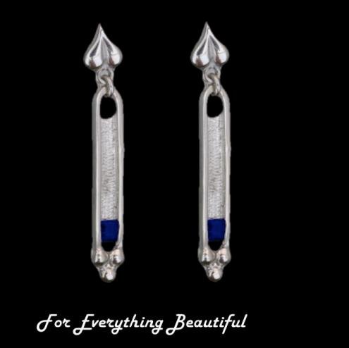 Image 0 of Art Deco Design Iolite Sterling Silver Drop Earrings