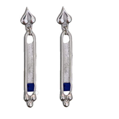 Image 1 of Art Deco Design Iolite Sterling Silver Drop Earrings