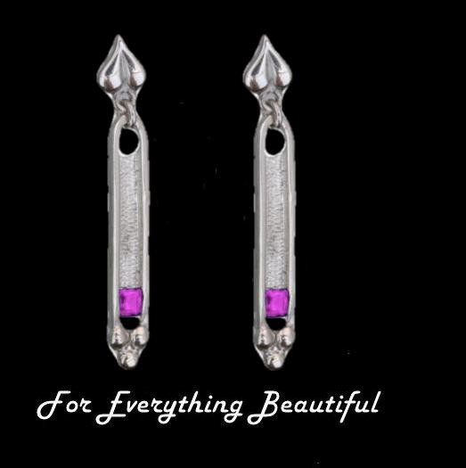 Image 0 of Art Deco Pink Tourmaline Sterling Silver Drop Earrings