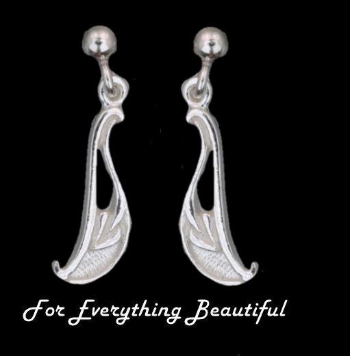 Image 0 of Art Nouveau Wave Design Sterling Silver Drop Earrings