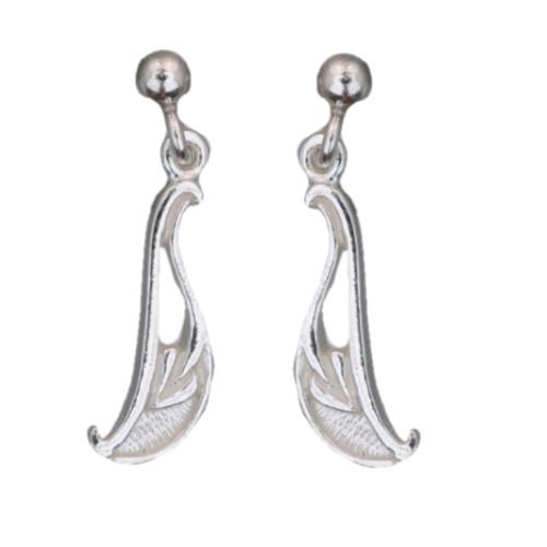 Image 1 of Art Nouveau Wave Design Sterling Silver Drop Earrings