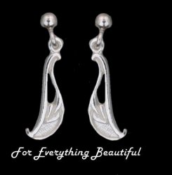 Art Nouveau Wave Design Sterling Silver Drop Earrings