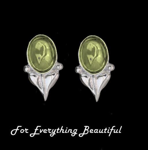 Image 0 of Art Nouveau Leaf Citrine Sterling Silver Stud Earrings